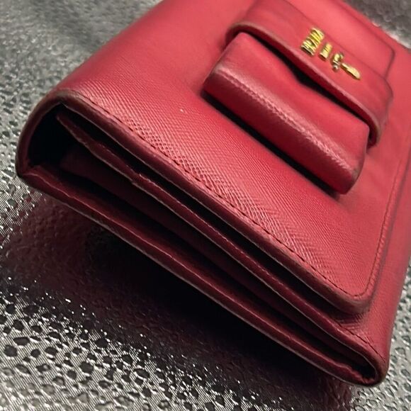 Prada Bow Front Logo Continental Long Wallet Hot Pink Leather Preppy Barbiecore - Picture 8 of 13